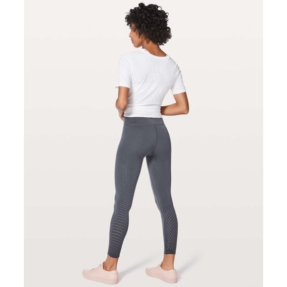 Lululemon Reveal 7/8 Gray Athletic Mesh Leg Tight Vortex 25" Women's Sz 4 - Picture 4 of 11